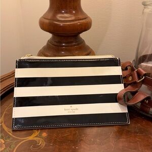 Kate Spade Black and White Striped Pouch